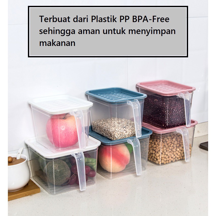 Kotak Penyimpanan Makanan Kapasitas 1,1 Liter / Kontainer Kulkas Ukuran S / Box Organizer Serbaguna