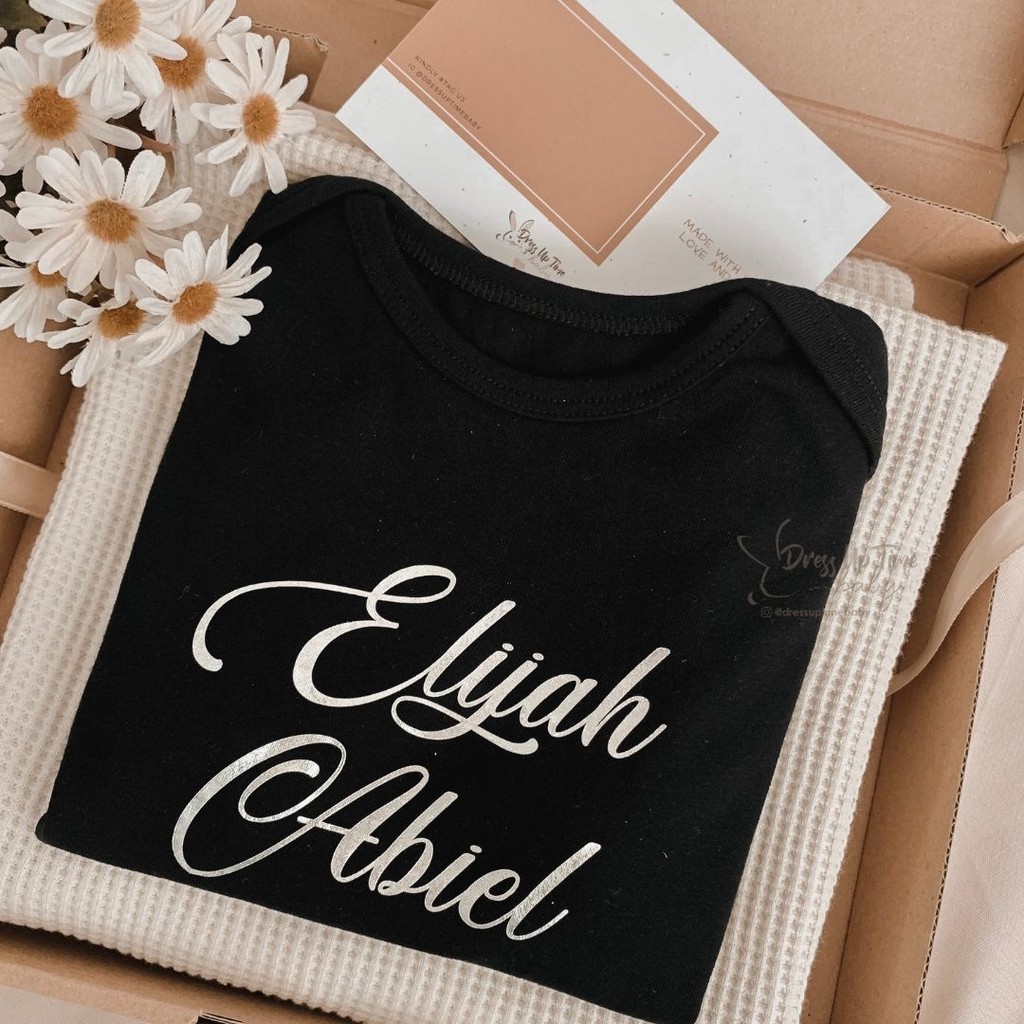 Jumper/Baju Bayi Custom Nama Kaligrafi/Calligraphy Hitam