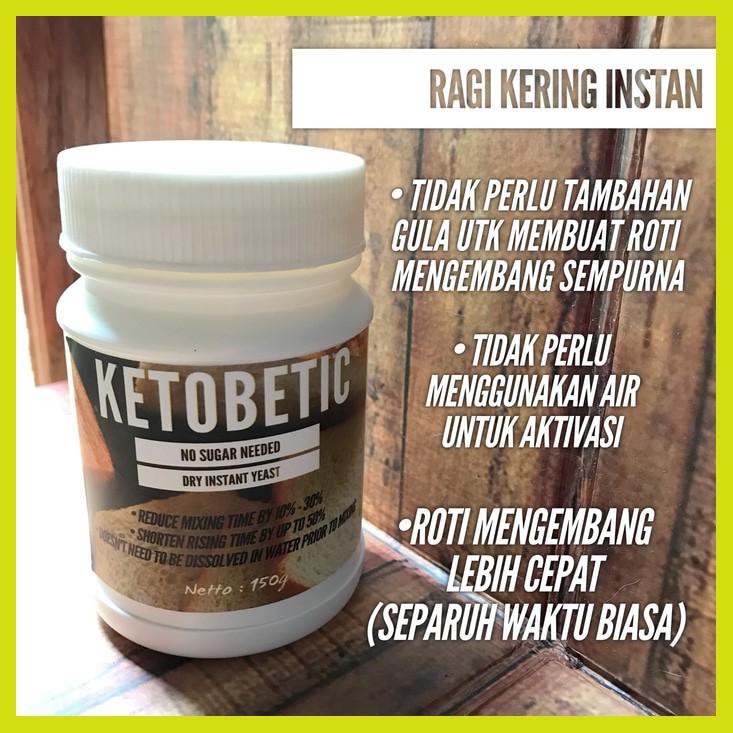 

KETOBETIC DRY INSTANT YEAST RAGI KERING TANPA GULA 150GR
