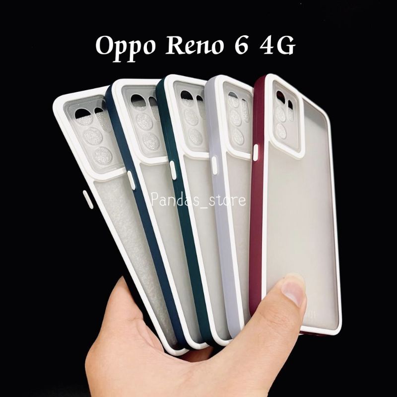 Pro Hybird Oppo Reno 6 4G Softcase Halus dan Elegan / Pinggiran Garis Putih Keren (Pandas)