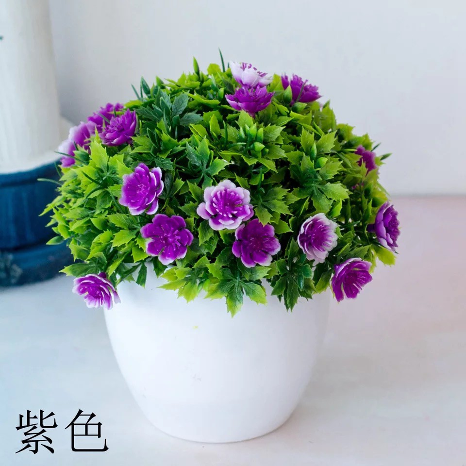 Bunga plastik / Pajangan bunga Artifisial / Buah Plastik Imitasi Vas Petak-Red Lotus