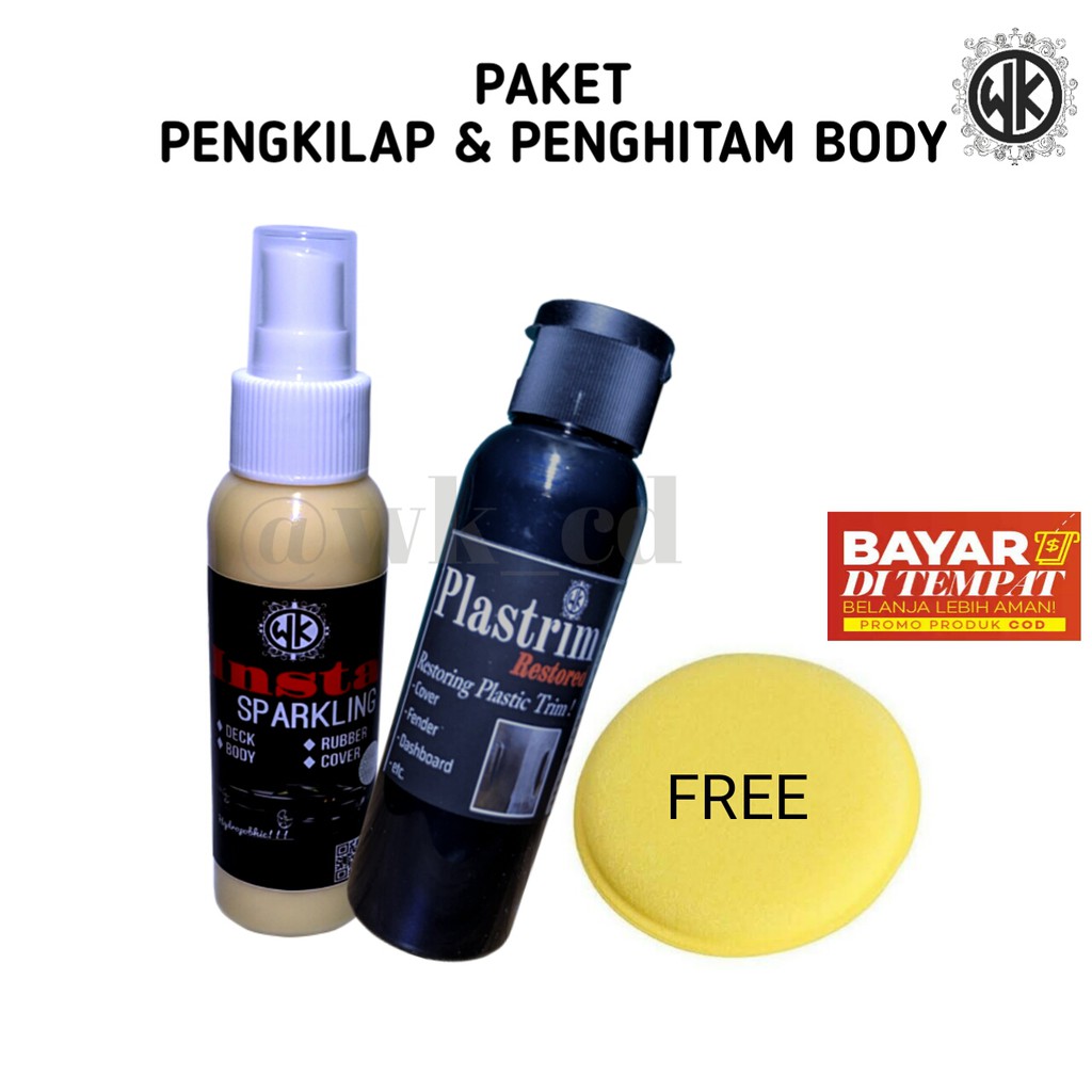 Penghitam Body Motor dan Pengkilap Body Insta Sparkling 100ml bonus Spons Pad Paketan