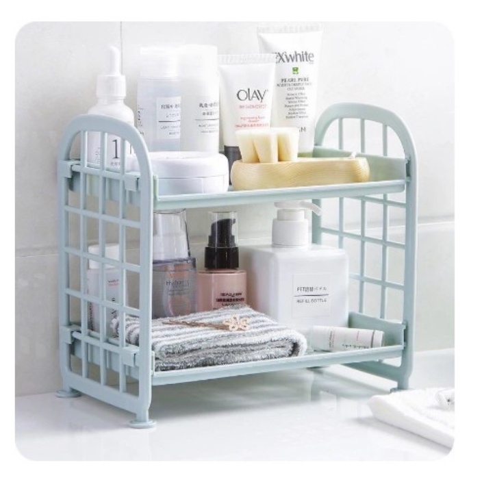 RAK SUSUN PLASTIK 2 TINGKAT MINI SERBAGUNA RAK DAPUR RAK BUKU WASTAFEL MULTIFUNGSI RAK KOSMETIK