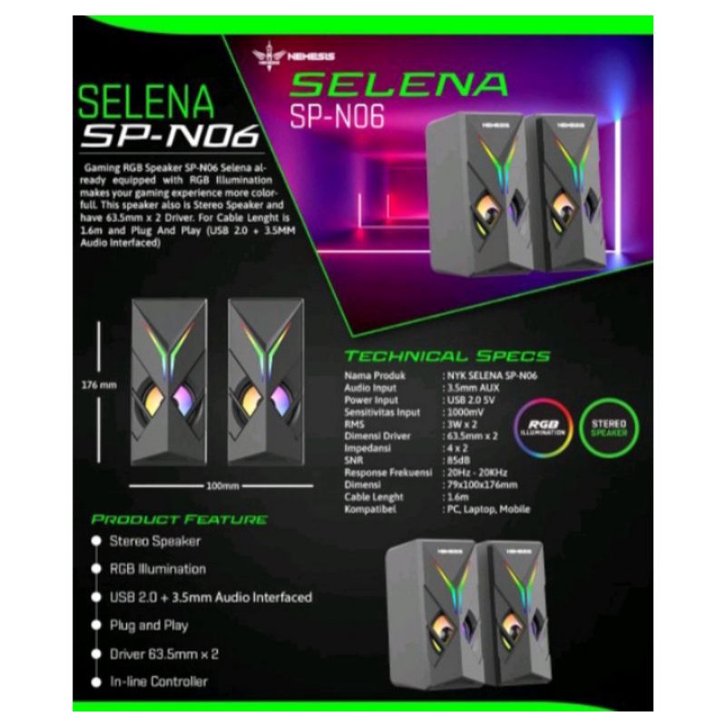 speaker nyk Gaming RGB SP-N06 Selena nemesis original