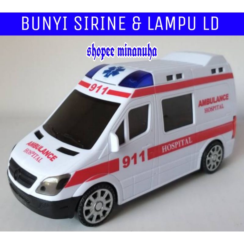 Mainan Anak Mobil Ambulance Hospital 3D Bunyi sirine Murah