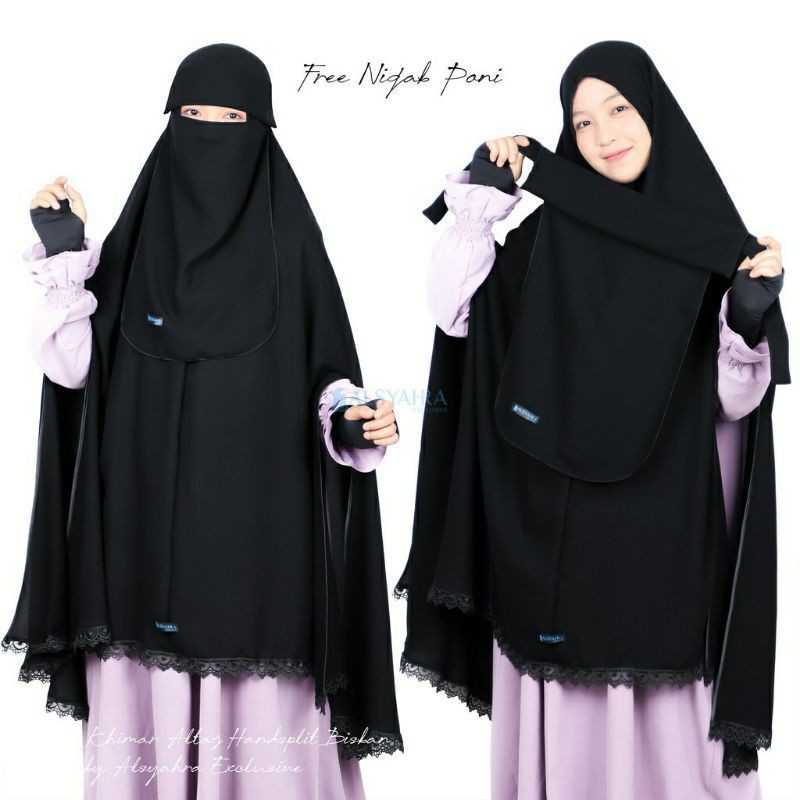 Khimar Altaj Handsplit Bisban Niqab Poni Jetblack Alsyahra Exclusive