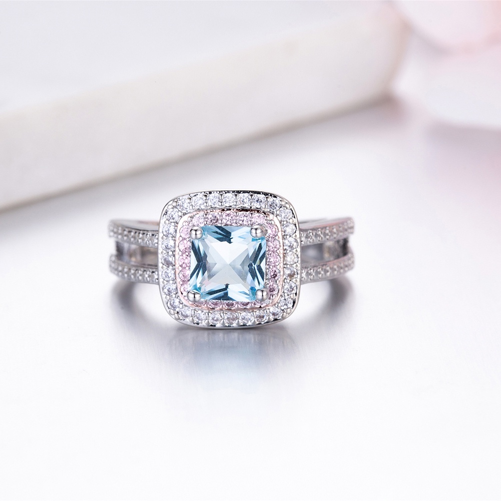 Hu Hu Hu Hu Hu Alat Bantu Pasang Kacamata♡ Cincin Pernikahanpertunangan Desain Persegi Hias Kristal Berlian Imitasi Mewah Berkilau Untuk Wanita