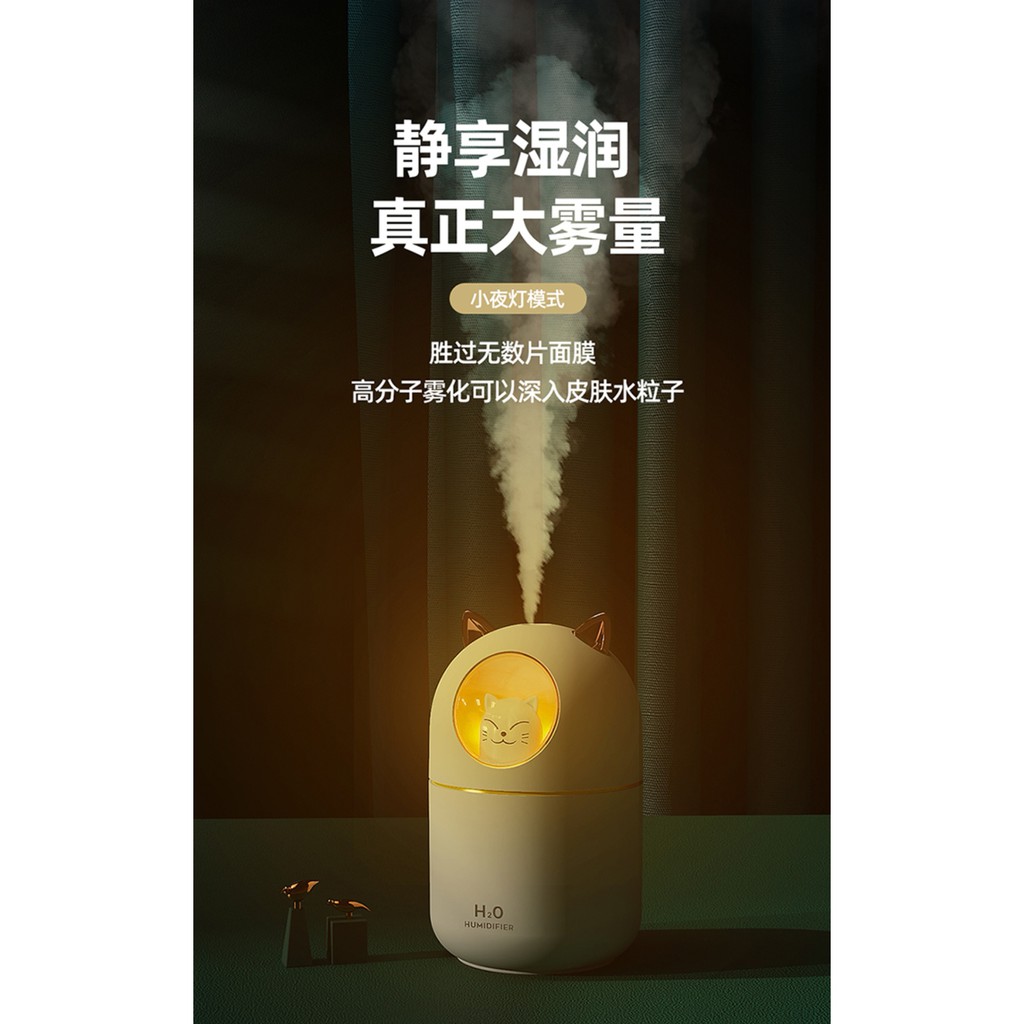 Humidifier Diffuser Mini 300 ML with 7 Colour LED Light Lamp - Pelembab Ruangan-6