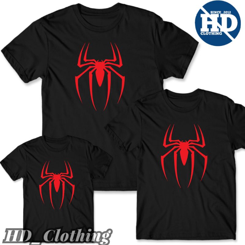 KAOS PRIA DEWASA DAN ANAK MOTIF LABA - LABA LOGO SPIDERMAN EDISI FAMILY