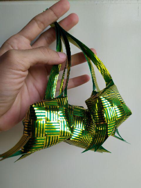 Ready Stock | 1 Pc | Ornament Hiasan Ketupat Lebaran Garis Emas