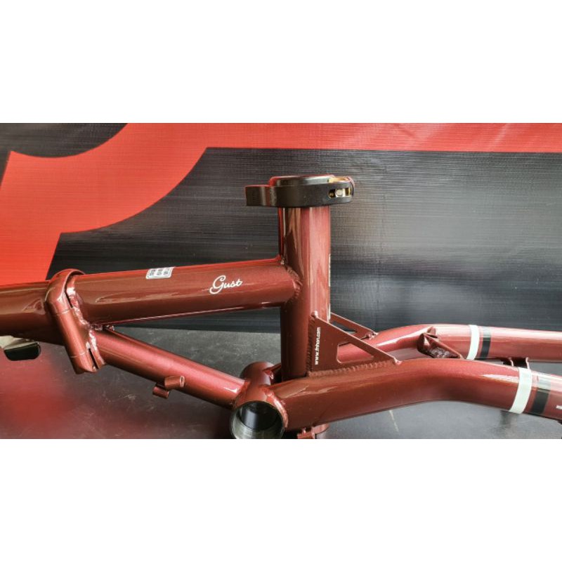 Frame fork handlepost FNHON Gust agate red Ungu purple merah marun sepeda lipat V brake