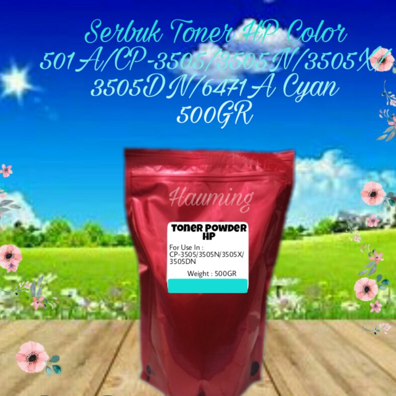 Serbuk Toner HP 501A CP3505DN CP3505D CP3505X CP-3505 3505DN 3505D 3505X Q6471A Cyan 500gr