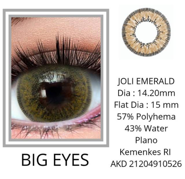 SOFLEN SOFTLENS SOFLENS JOLI EMERALD BIG EYES 15MM KEMENKES