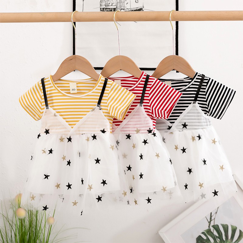 KF Cat Dress anak tutu mini gaun pesta anak/bayi perempuan import 3 bln-2 thn Star lucu katun & kasa-3