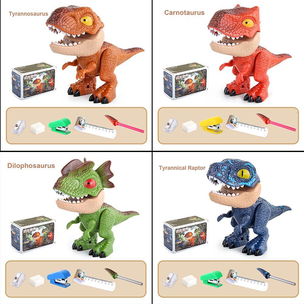 Top Stationery Set Alat Tulis Alat Belajar Mainan Untuk Anak Pensil Pengasah Stapler Penggaris Patung Dinosaurus