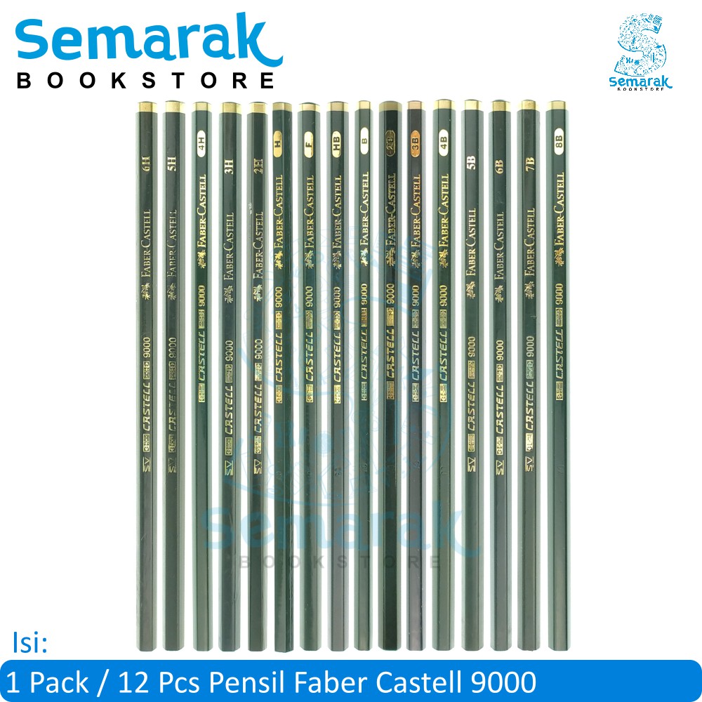 

Faber Castell 9000 Pensil 8B/7B/6B/5B/4B/3B/2B/B/HB/F/H/2H/3H/4H/5H/6H [1 Pack / 12 Pcs]