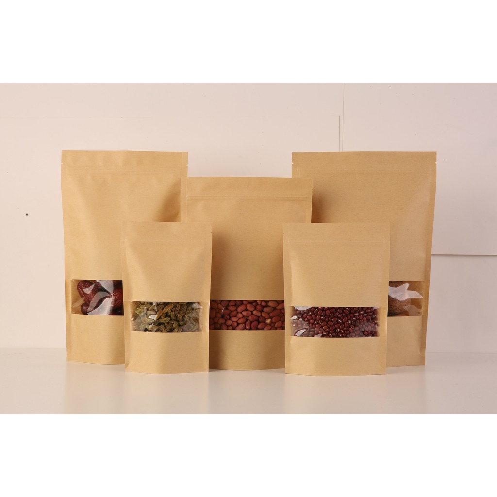 CLEAR Kraft Paper Bag Ziplock 12x20cm / Standing Pouch / Kemasan Snack / Plastik / Kopi / Keripik