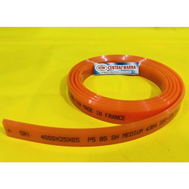 

Karet Rakel Lancip France 25MM 5MM 4000MM Sablon SolventBase Per CM - Orange