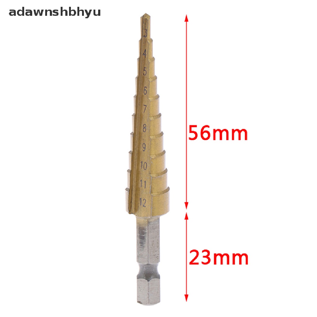 Adawnshbhyu 3-12mm Coated Stepped Drill Bits Hex Handle Mata Bor Besi Alat Listrik