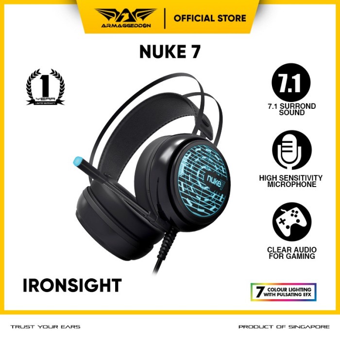 Headset Gaming Armaggeddon Nuke 7 (7 Colour Lighting Pulsating EFX) - Kevlar, REJECT