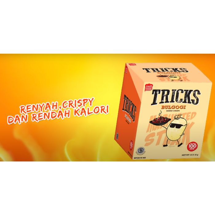 

Snack Tricks Baked Crips Kentang-Rendah kalori- 1 Box 1 Rasa 10 sachet