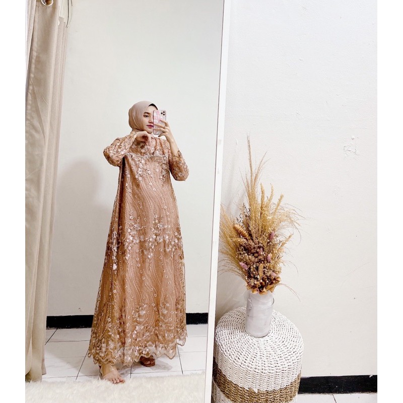 Humaira Ied Longdress / dress brokat / dress lebaran