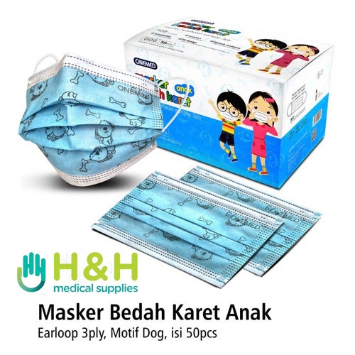 Masker Earloop 3ply anak Onemed / Masker Karet Anak / Masker Earloop Anak / Masker Anak