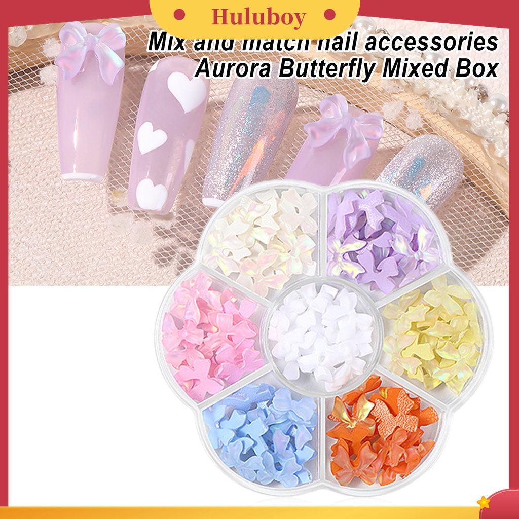 Huluboy Huluboy♡ 1 Kotak Manik-Manik Mutiara Universal Bahan Resin Untuk Dekorasi Nail Art