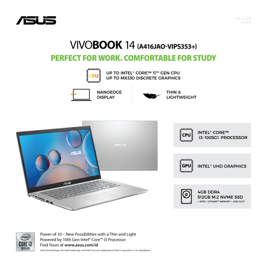 Jual ASUS VivoBook A416JAO-VIPS353+ - Transparent Silver Indonesia