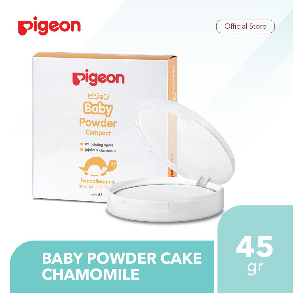 PIGEON Baby Powder Cake Chamomile 45gr dan Refill + Puff | Bedak Padat Bayi | Compact Powrder