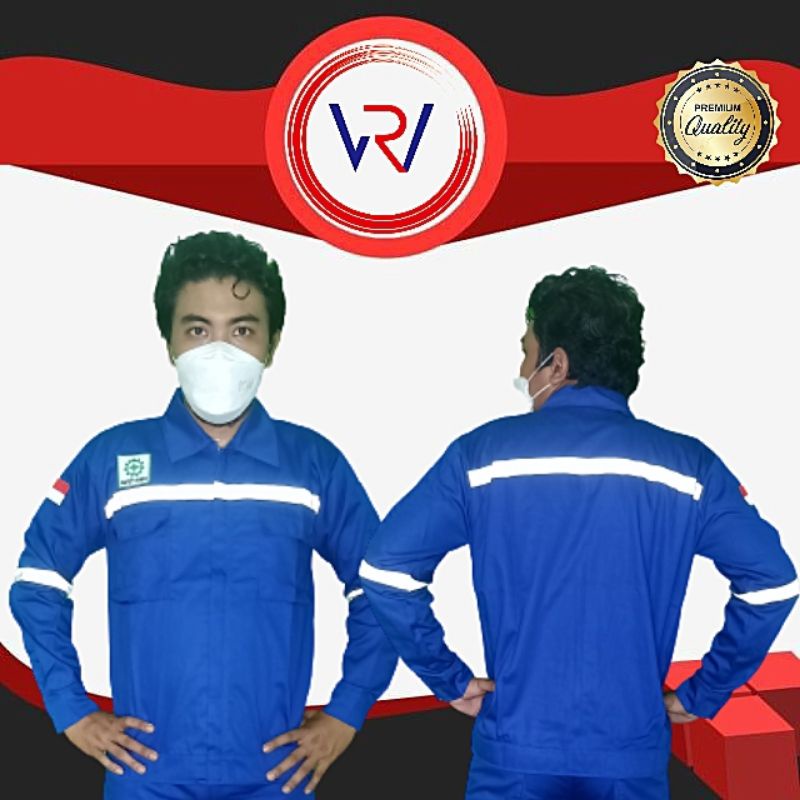 Kemeja Safety K3 | Baju Proyek Wearpack | Biru Benhur