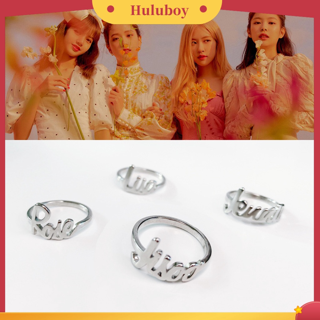 Hu Hu Hu Hu Hu Alat Bantu Pasang Kacamata♡ Cincin Desain Tulisan Blackpink Bahan Alloy Untuk Unisex