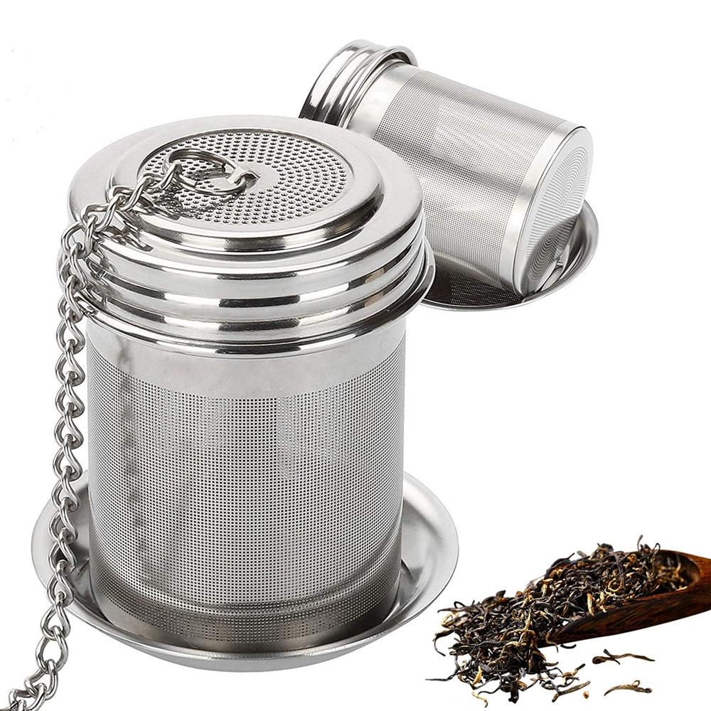 Infuser Teh Quinton18/8Stainless Steel Untuk Sambungan Ulir Daun Longgar Dengan Tutup Extra Fine Mesh Tea Ball Cooking Infuser