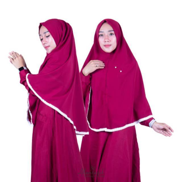 Alantasik - jilbab wolfis non pet lace khimar syari wollpeach L R.18