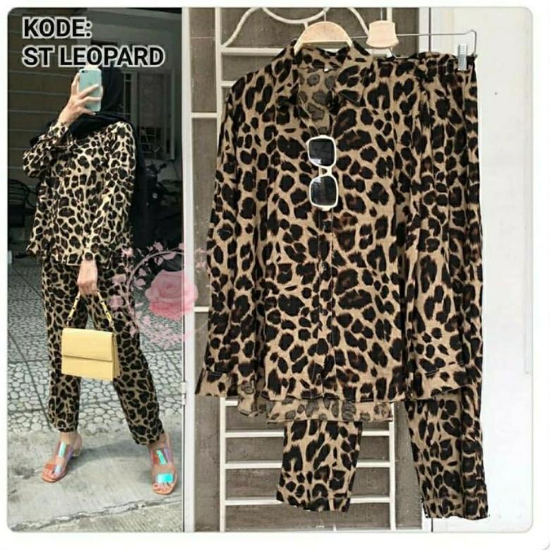 [BRM. 822007] Pajamas leopard Katun rayon / Setelan leopard motifsetandar dan jumbo / one set leopar