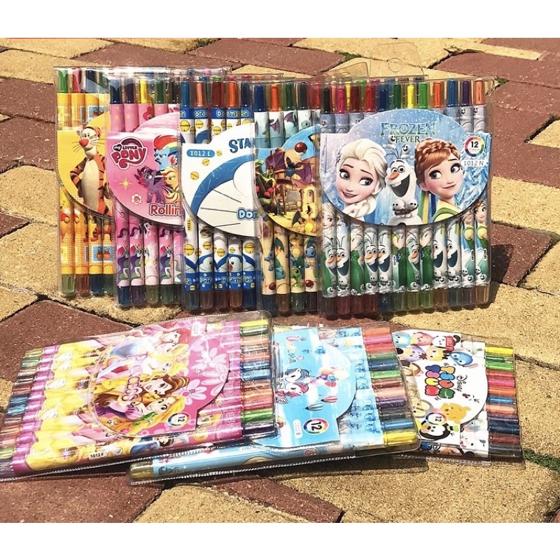 

(1 set isi 12 warna) CRAYON PUTAR PANJANG GAMBAR DISNEY ANAK-ANAK LOL FROZEN HELLO KITTY HIJAB AVENGERS BATMAN CARS SPIDERMAN