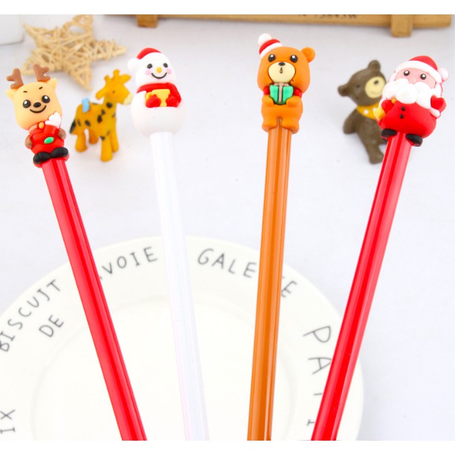 Bolpoin Karakter Tema HARI NATAL / Bolpoin Kartun CHRISTMAS / Pulpen Gel 0,38 mm Motif Santa NATAL