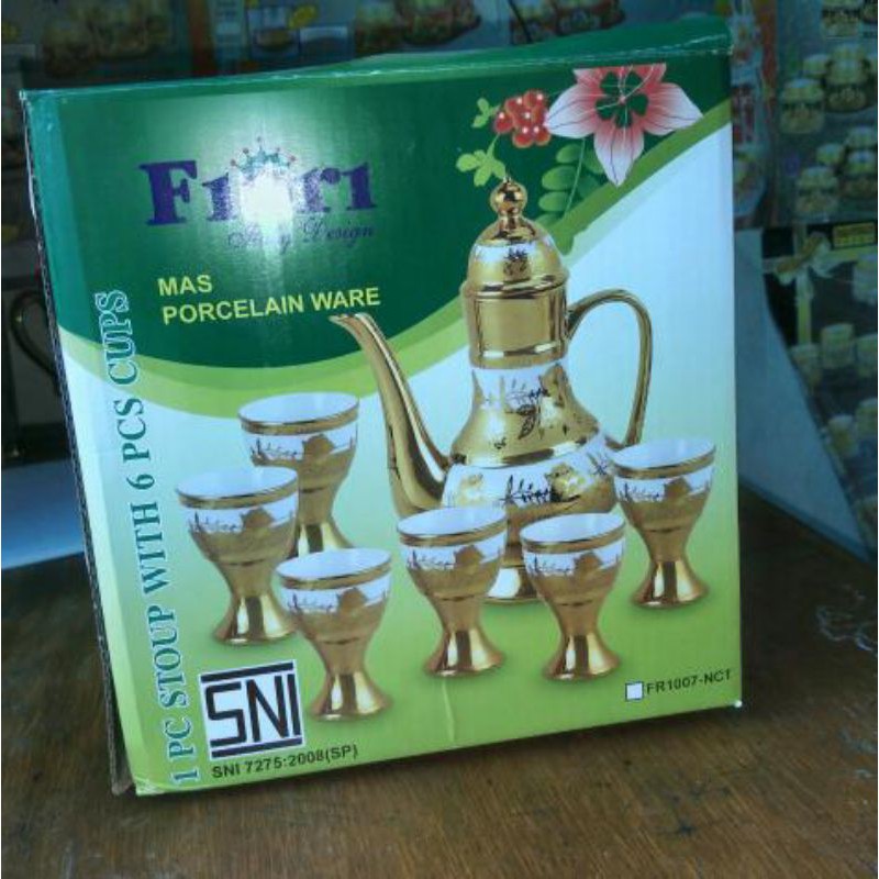 Set teko + 5 cangkir teh unik Fiori FR-1007