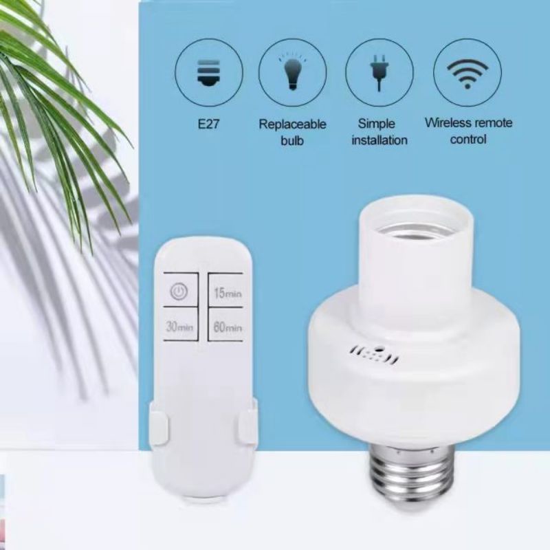 Fitting Lampu Bohlam E27 Remote Control Set Timer Socket Lampu Wireless