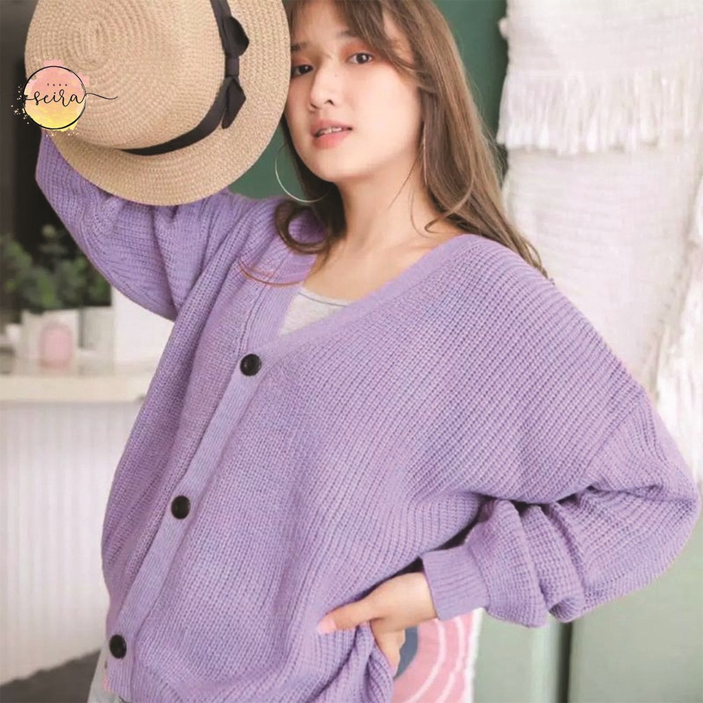 [BISA COD] Olivia Cardy Crop Tebal / Eireen Crop Cardy / Kardigan Rajut Olivia / Cardi balon-Olivia Lilac