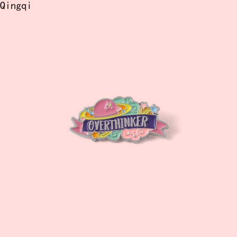 Bros Pin Enamel Desain Kartun Space Overthinking Warna-Warni Untuk Anak