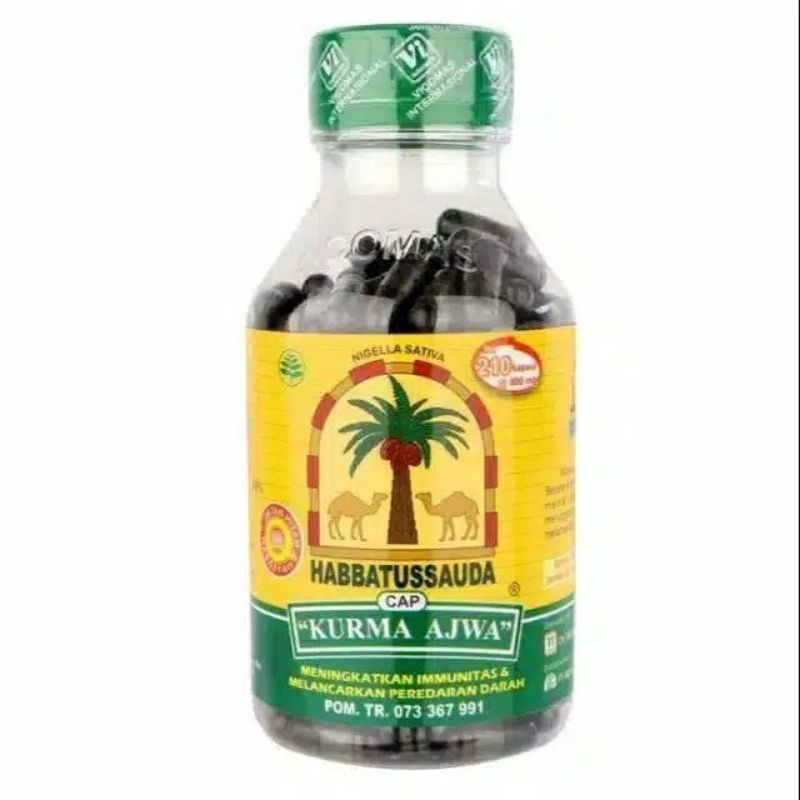 HABBATUSSAUDA CAP KURMA AJWA ISI 210 KAPSUL HABATUSAUDA HABATUSSAUDA ASLI HABBATUSAUDA MURNI 210 KAP