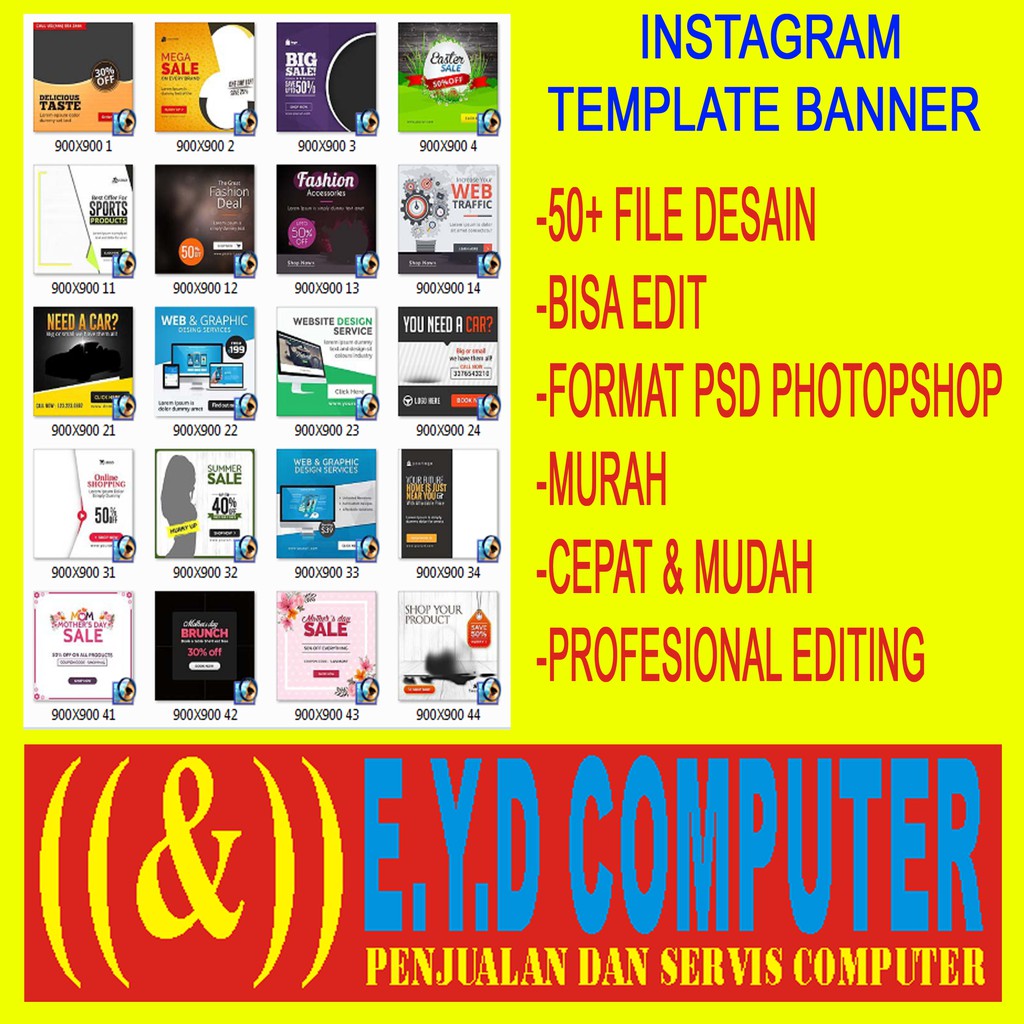 Download Desain 50 Template Instagram Banner Olshop Bisnis Edit Psd Photoshop Koleksi Design Grafis Usaha Shopee Indonesia Yellowimages Mockups