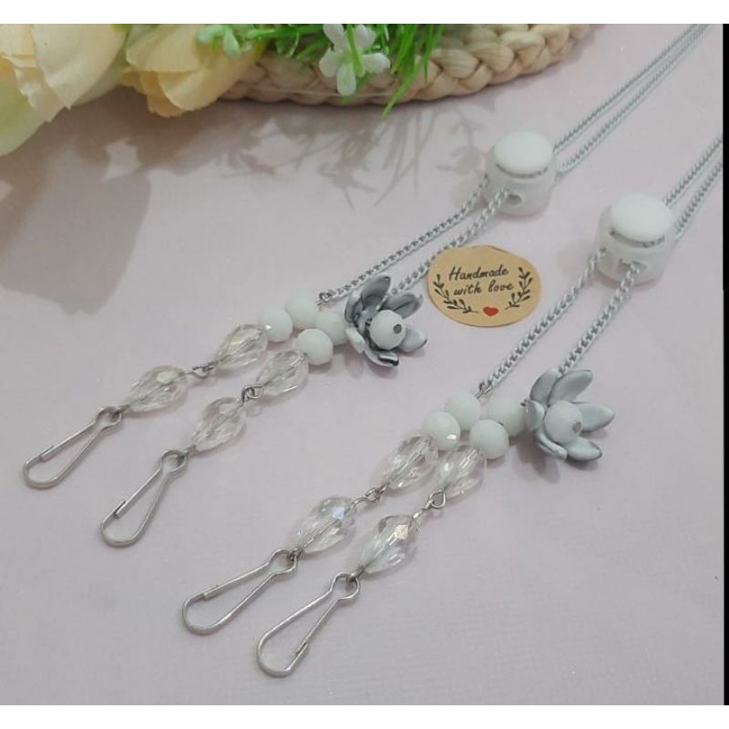 2 in 1 kalung masker rantai / strap masker / konektor masker / souvenir / tali masker batu kristal