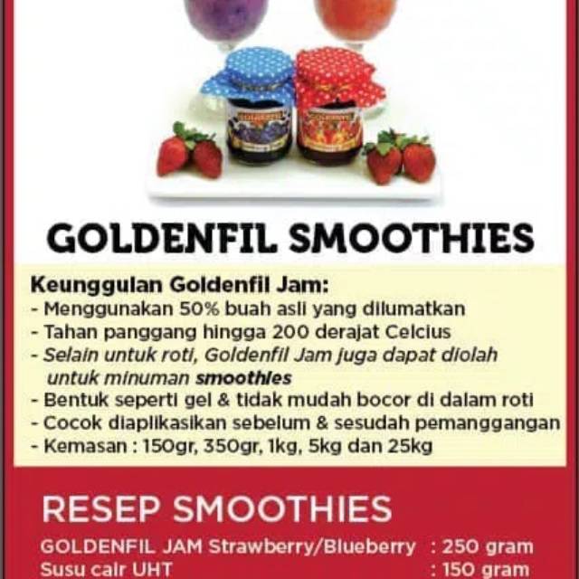 Goldenfil Blueberry Jam 1kg / Selai Buah Blueberry 50% serat buah 3