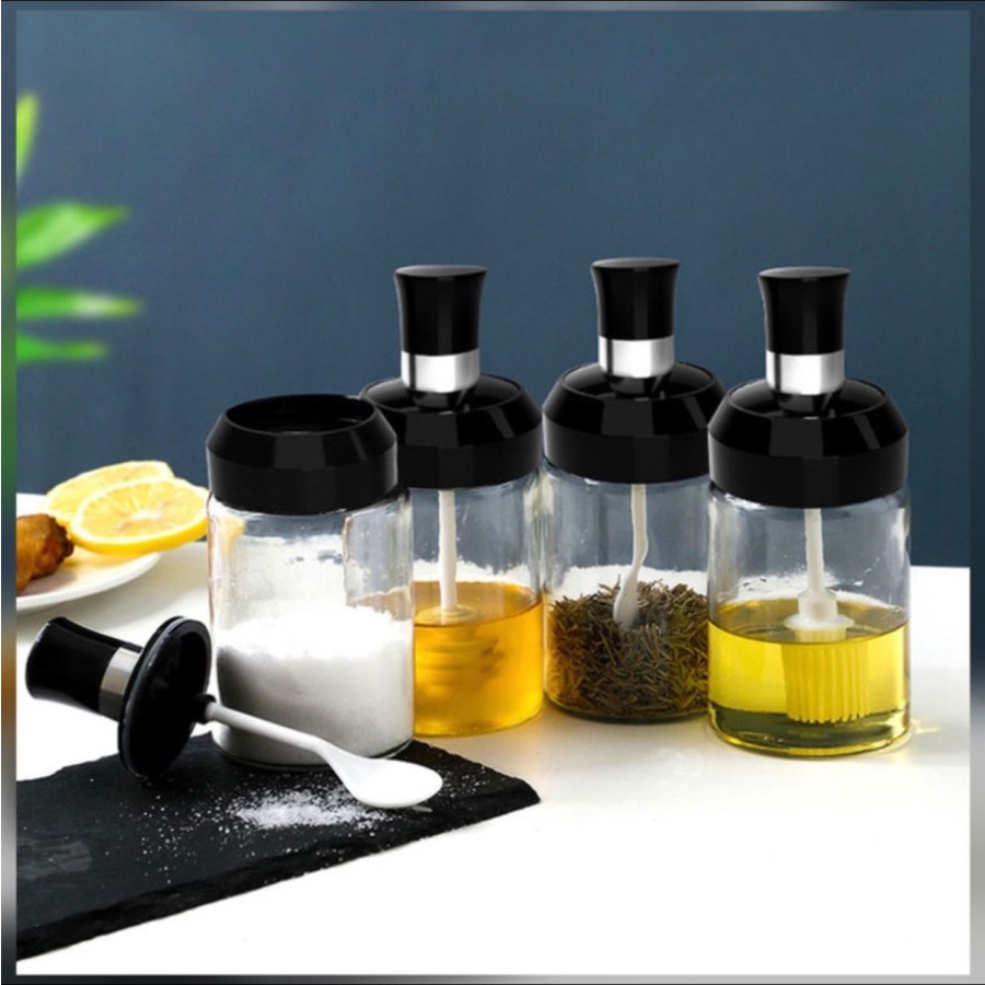 [CEV] BOTOL BUMBU DAPUR KACA SENDOK MADU KUAS TEMPAT BUMBU DAPUR GARAM