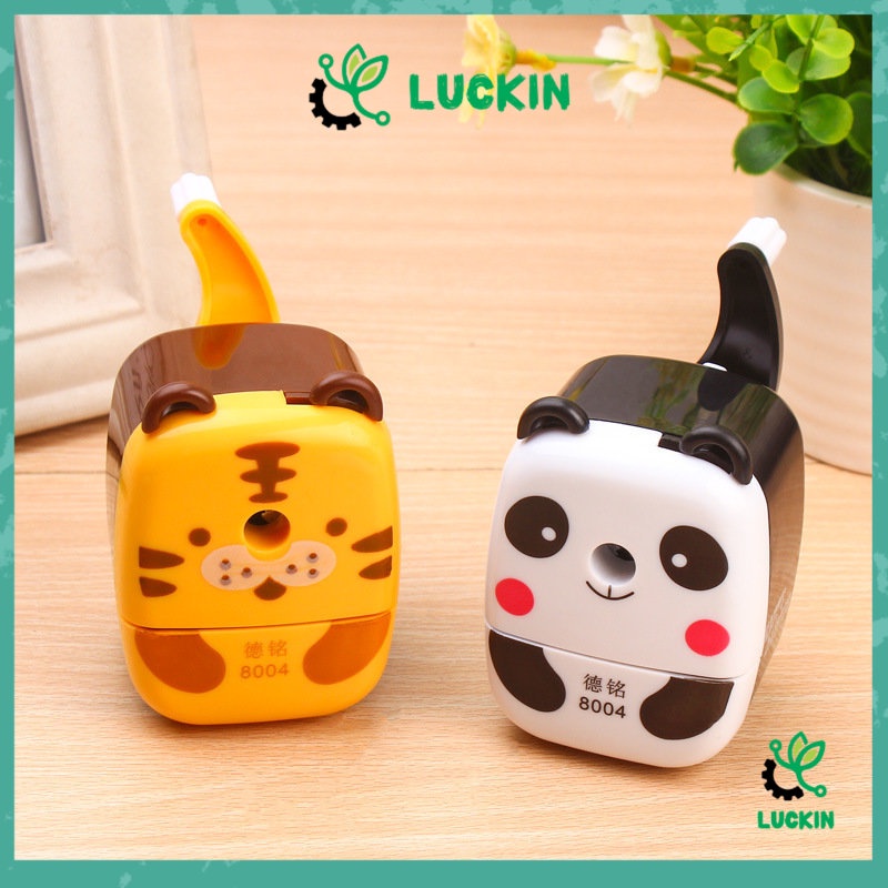 

Luckin Rautan putar mini harimau panda/serutan meja karakter animal lucu