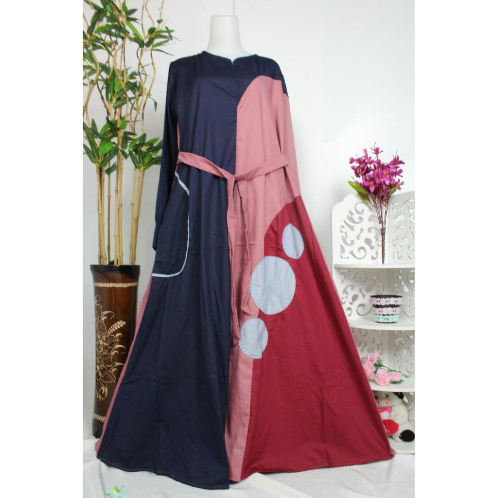 Gamis Ninos toyobo Nino ASSYAFA cyrcle 3 baju muslim polkadot wanita terbaru tuyobo fodu XL