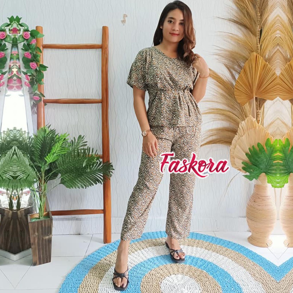 Setelan Lengan Pendek Jumbo Rayon Wanita Kekinian Bambu - Piyama Lengan Pendek - One Set Tie dye