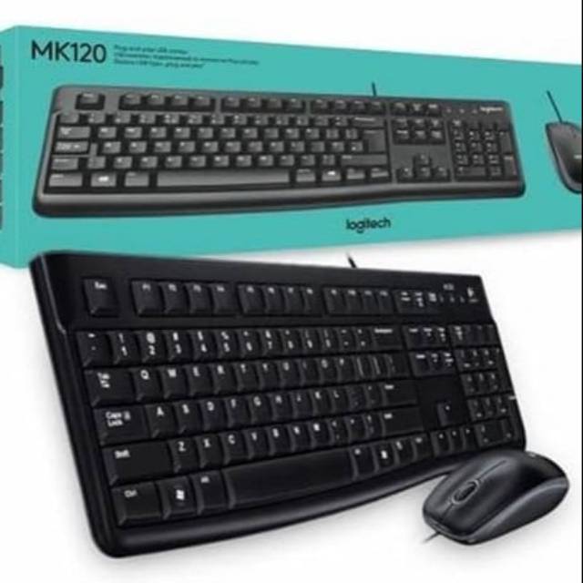 PAKET KEYBOARD MOUSE LOGITECH MK120 KABEL USB